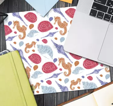 Tapis de souris motif hippocampe et coquillage - TenStickers