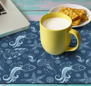 Tapis de souris motif motifs marins tourbillonnants - TenStickers