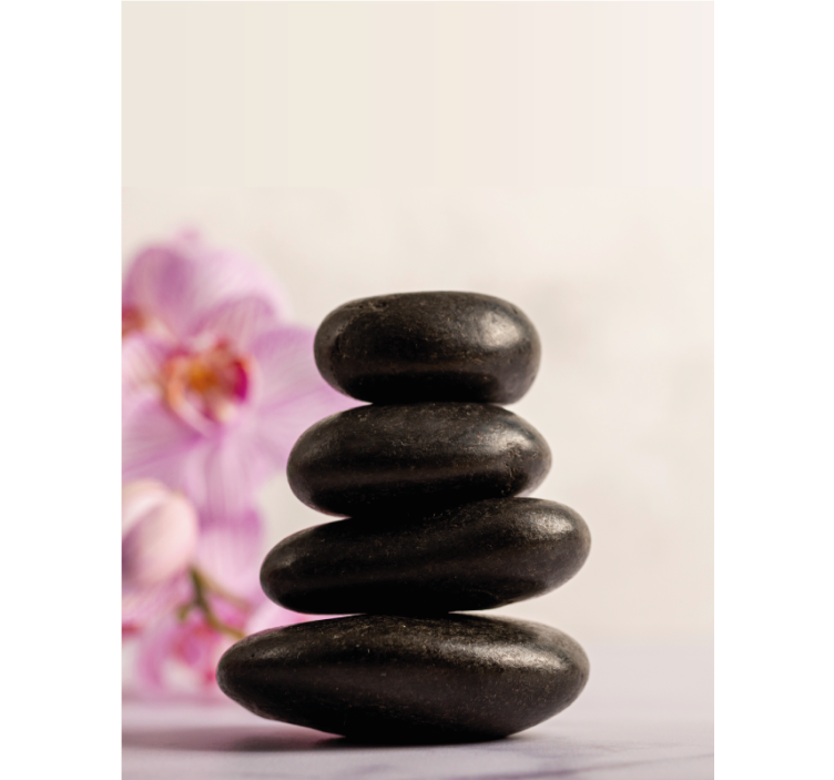 Store enrouleur salle de bain pierres zen et orchidées rose - TenStickers