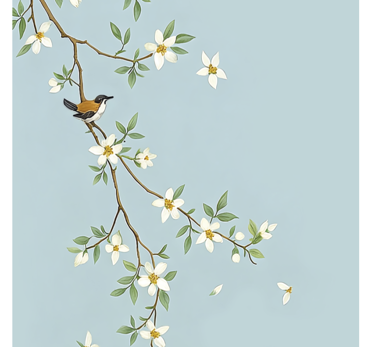 Store enrouleur chambre couple oiseaux des branches en fleurs - TenStickers
