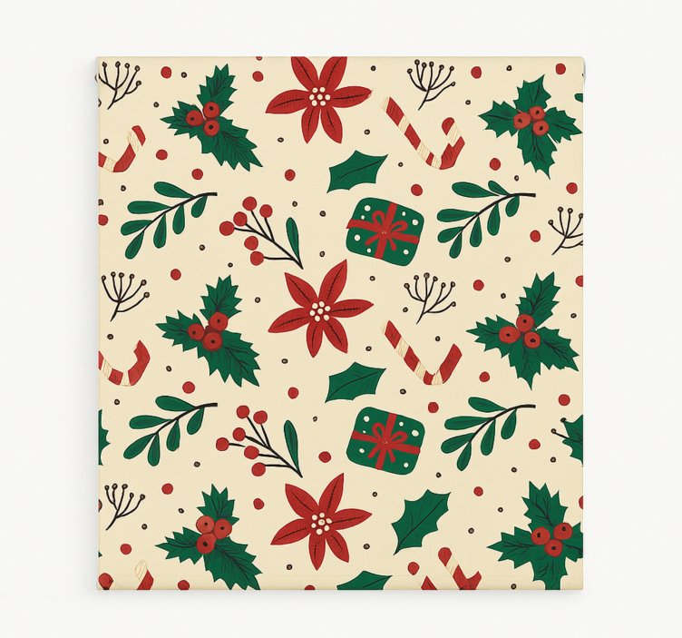 Store enrouleur salon forêt d'ornements rouges - TenStickers