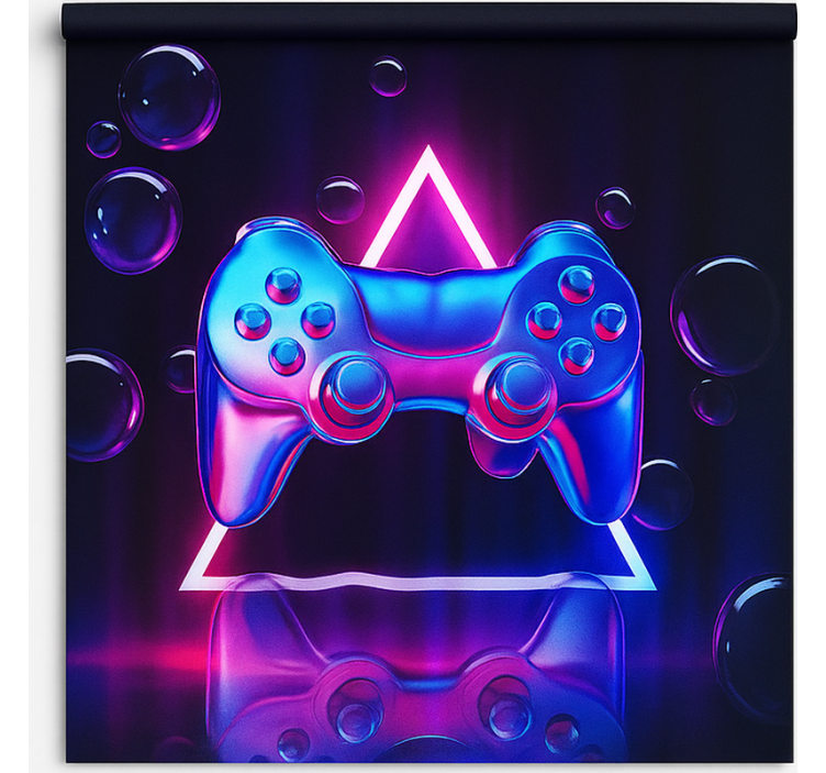 Store enrouleur gamer contrôleur de bulles de néon chromé - TenStickers