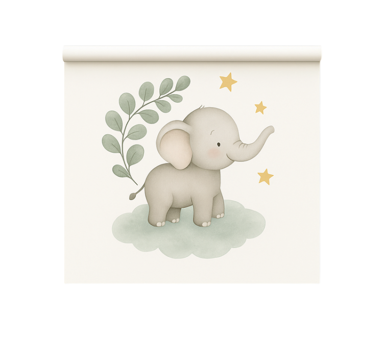 Store enrouleur scandinave éléphant bébé nuage personnalisable - TenStickers