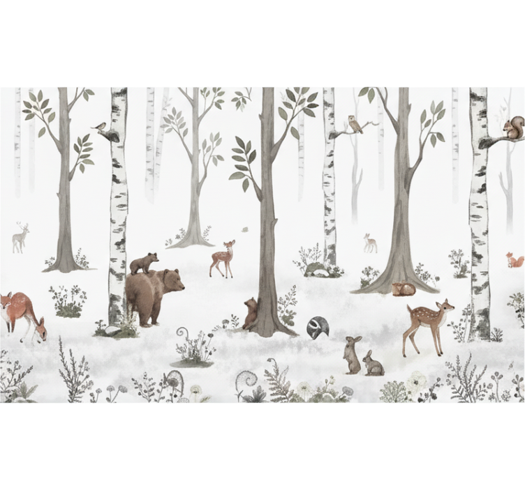Store enrouleur arbre croquis forestier ludique - TenStickers