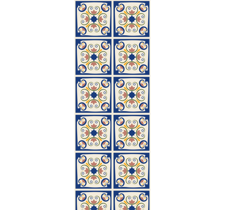 Store enrouleur cuisine carreaux portugais fleurs roses - TenStickers