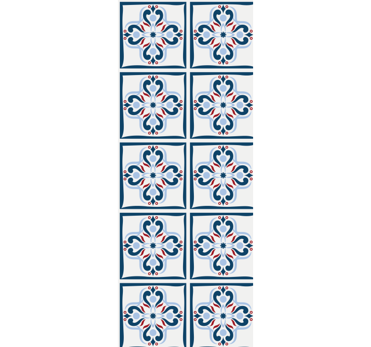 Store enrouleur cuisine carreaux portugais rouges et bleus - TenStickers
