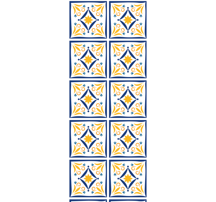 Store enrouleur cuisine carreaux portugais bleu et jaune - TenStickers