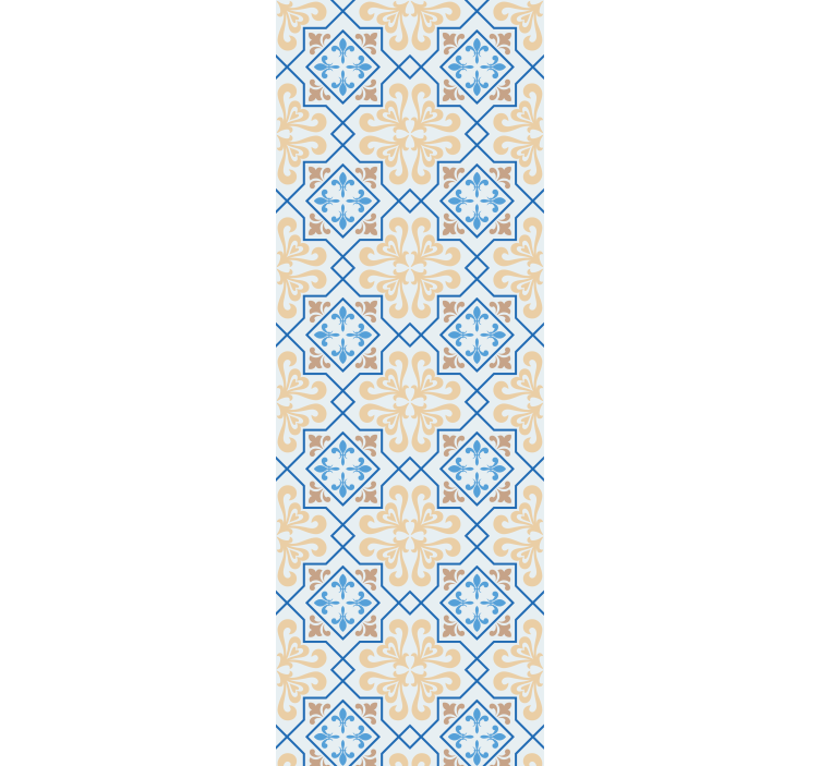 Store enrouleur cuisine motif carreaux portugais lignes bleues - TenStickers