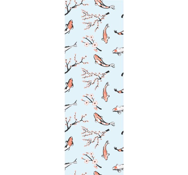 Store enrouleur moderne poissons koi et branches de cerisier - TenStickers