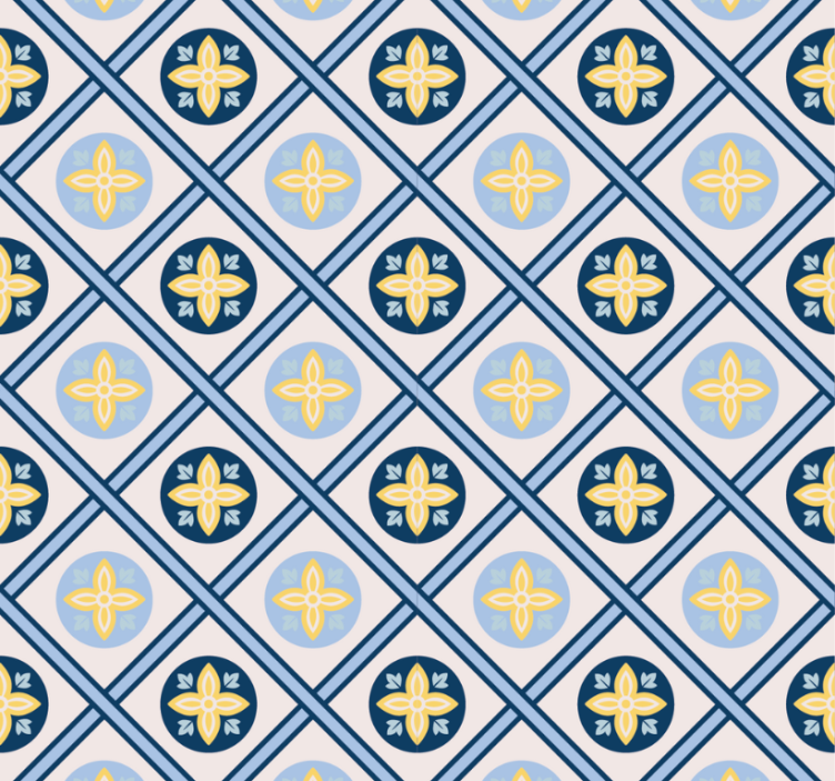Store enrouleur moderne carrelage portugais bleu et jaune - TenStickers