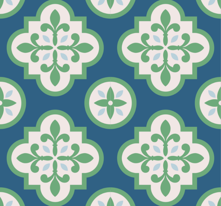 Store enrouleur moderne motif carreau portugais trèfle vert - TenStickers
