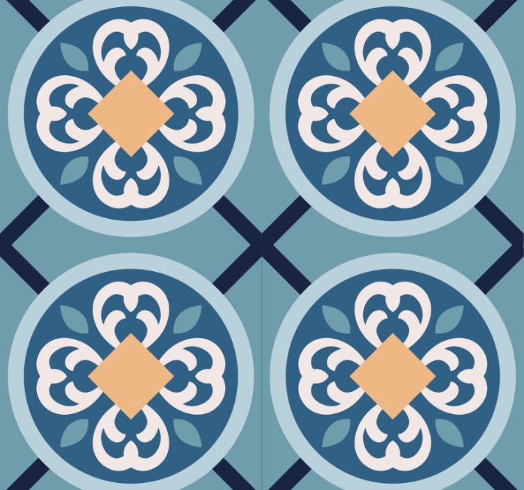 Store enrouleur moderne carreau portugais bleu mer - TenStickers