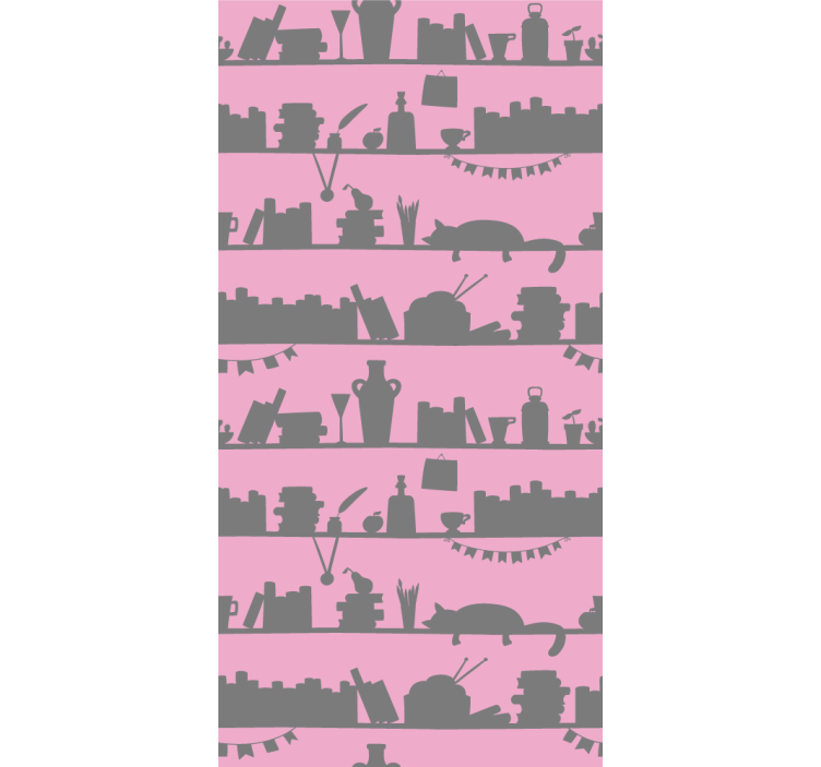 Store enrouleur moderne bibliothèque rose et grise - TenStickers