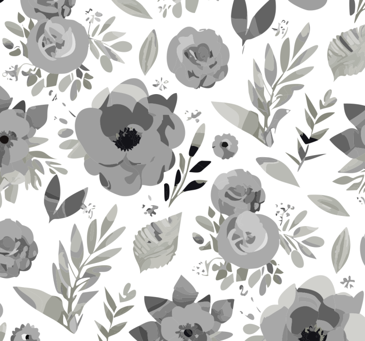 Store enrouleur gris fleurs aquarella - TenStickers