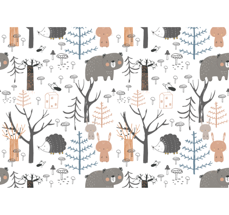 Store enrouleur blanc forêt scandinave avec animaux - TenStickers