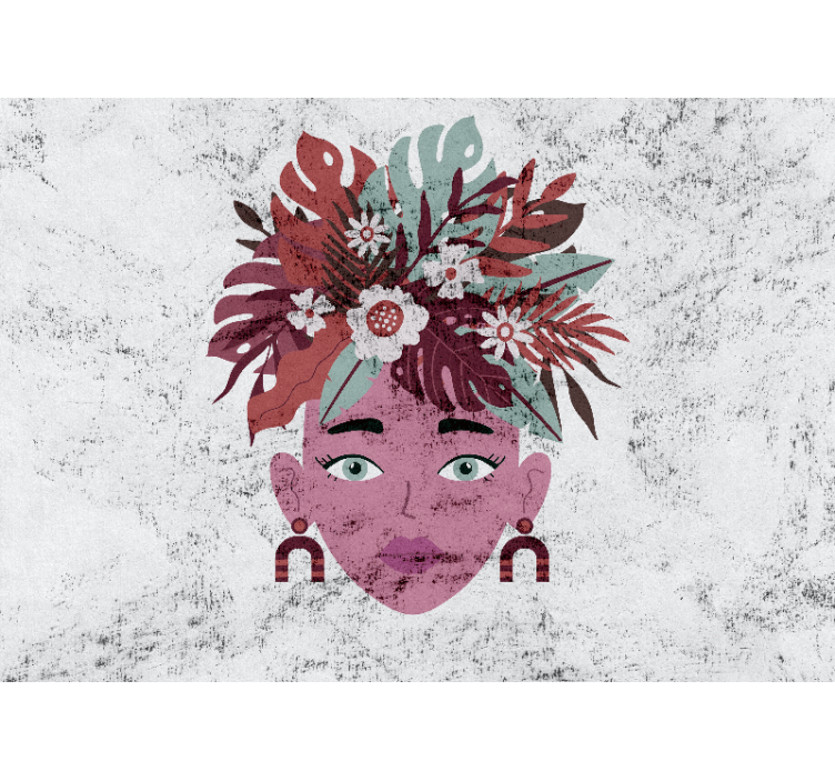Store enrouleur blanc design moderne femme et fleurs - TenStickers