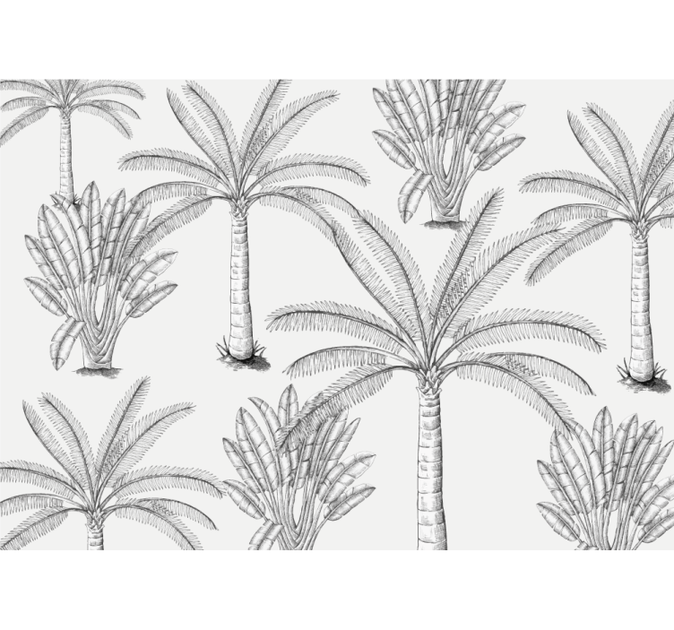Store enrouleur blanc motif palmiers noir et blanc - TenStickers