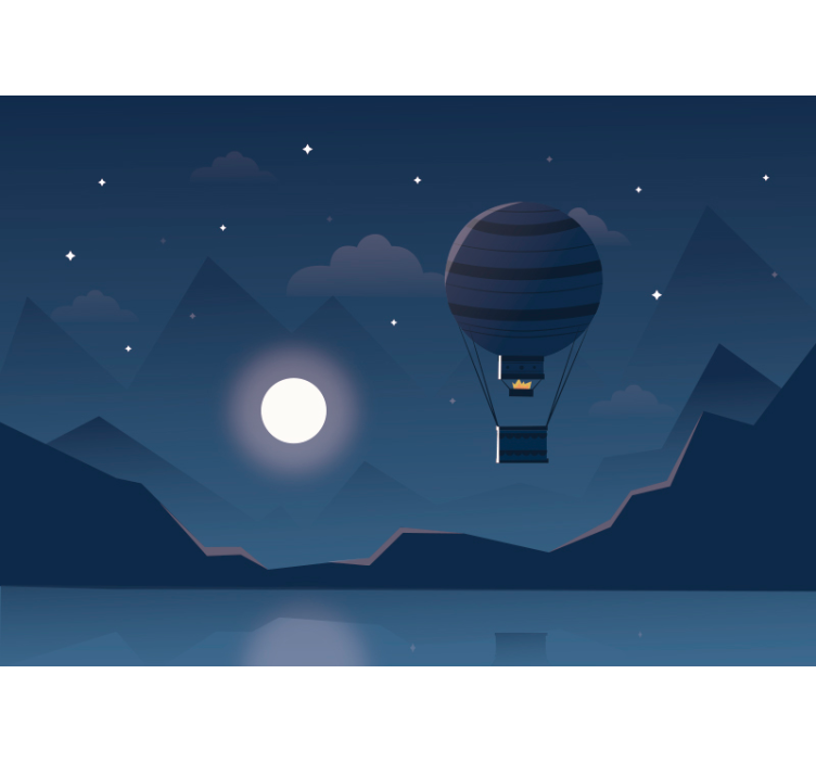 Store enrouleur bleu aventure en ballon nocturne - TenStickers