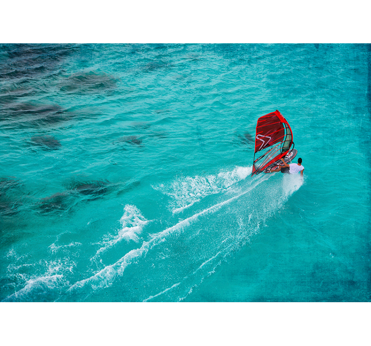 Store enrouleur bleu planche à voile dans l'eau - TenStickers
