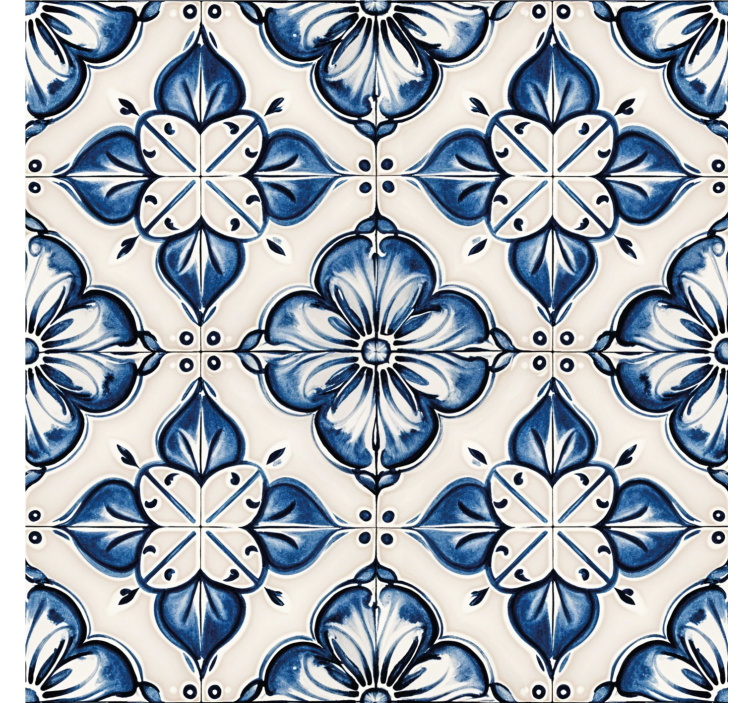 Store enrouleur bleu motif floral bleu - TenStickers