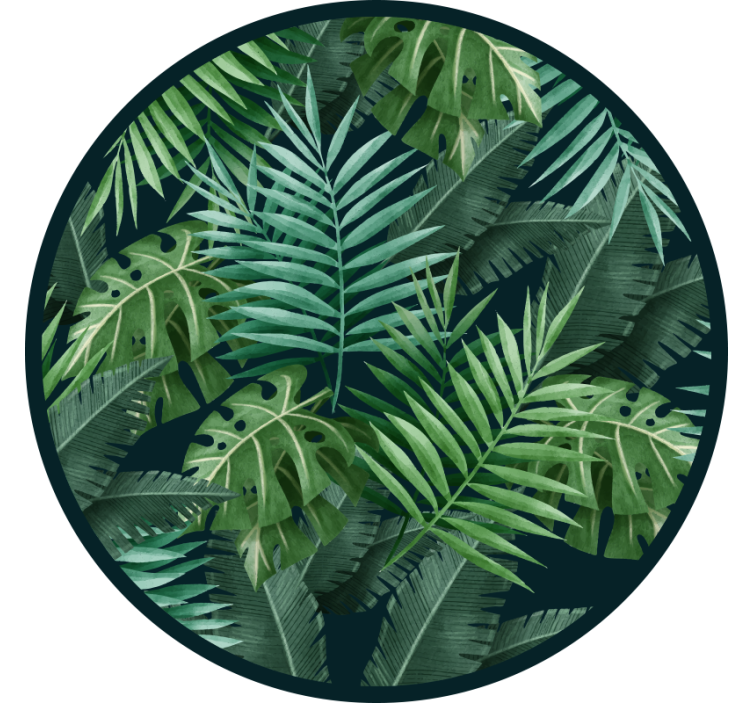 Store enrouleur vert feuilles vertes exotiques circulaires - TenStickers