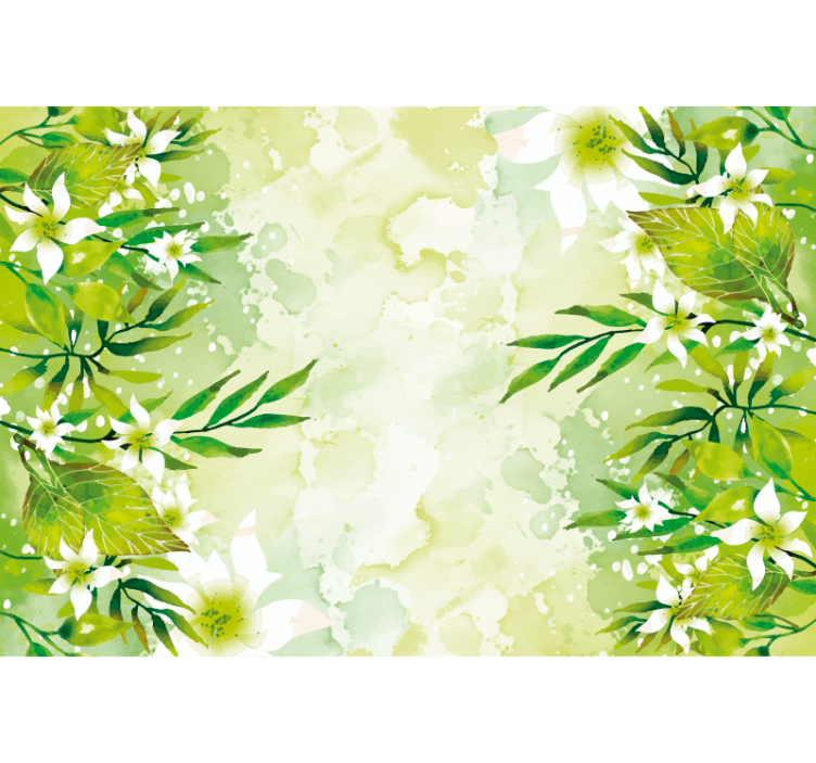 Store enrouleur vert motifs floraux verts - TenStickers