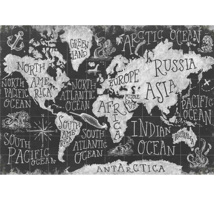 Store enrouleur gris carte du monde mythique - TenStickers