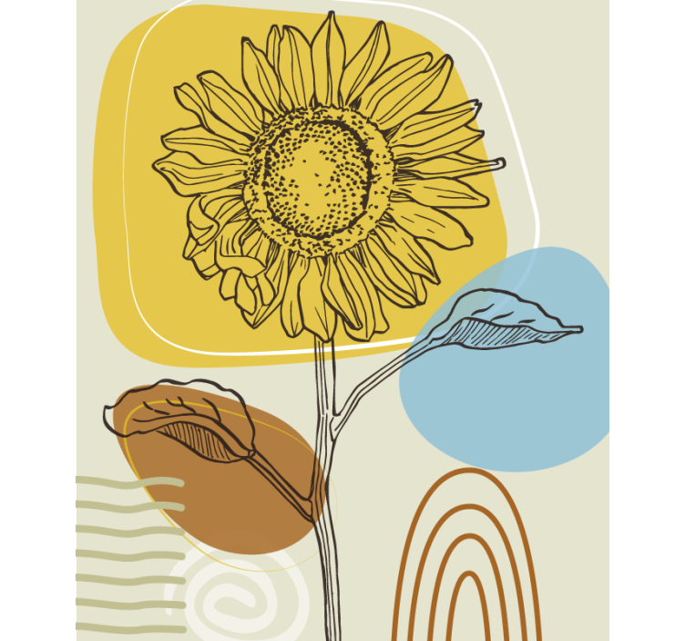 Store enrouleur fleurs et plantes tournesol avec des cercles - TenStickers