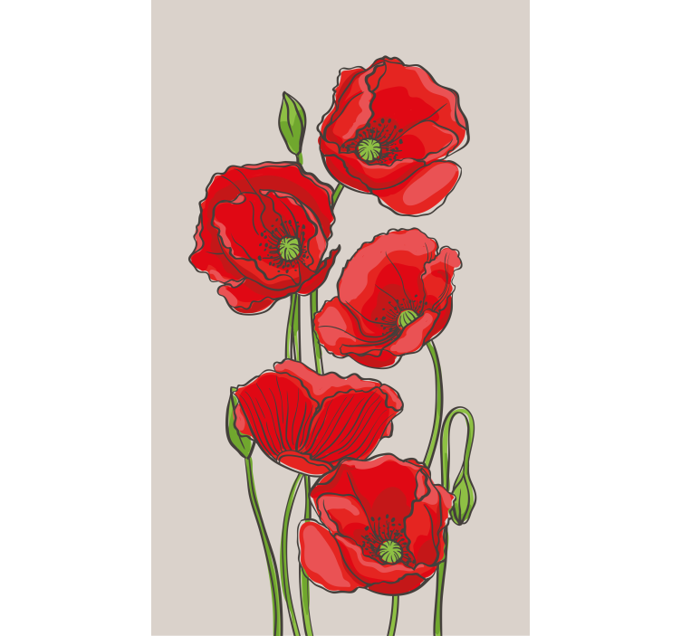 Store enrouleur fleur fleurs de pavot rouge - TenStickers