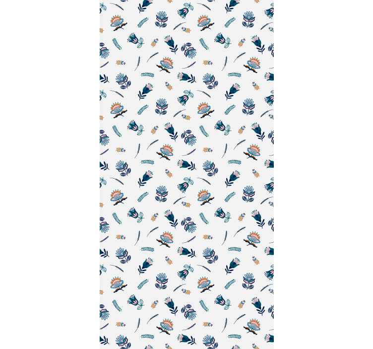 Store enrouleur fleur motif d'art populaire bleu - TenStickers