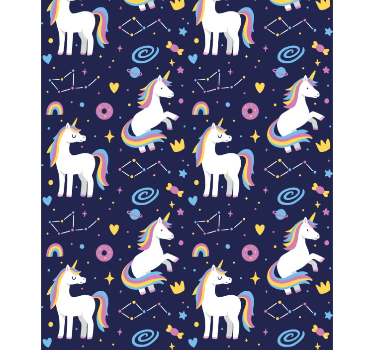 Stores enfants sticker de licorne avec des symboles - TenStickers