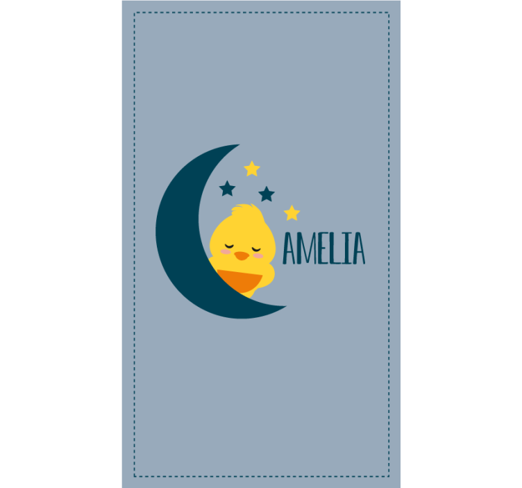 Store enrouleur chambre enfant poussin de lune avec nom - TenStickers