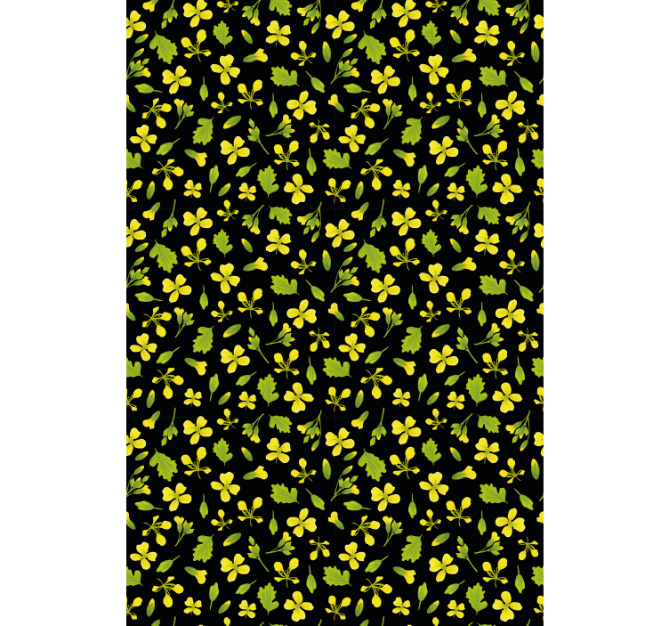 Store enrouleur fleurs et plantes motif jaune et noir - TenStickers