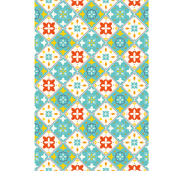 Store enrouleur salle de bain carreaux bleus et beiges - TenStickers