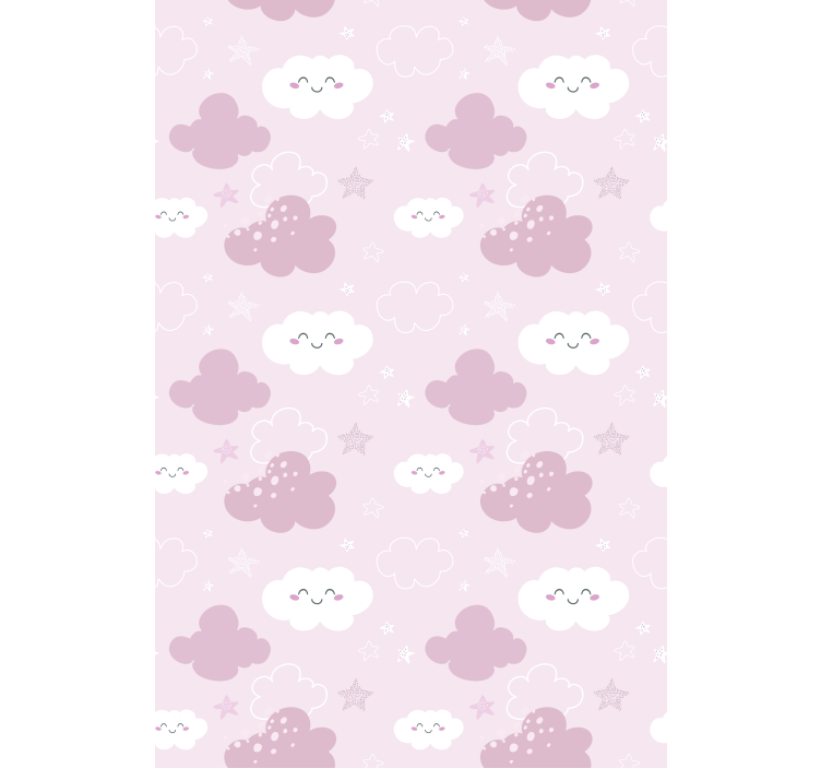 Stores nuages Fond rose avec blanc heureux - TenStickers