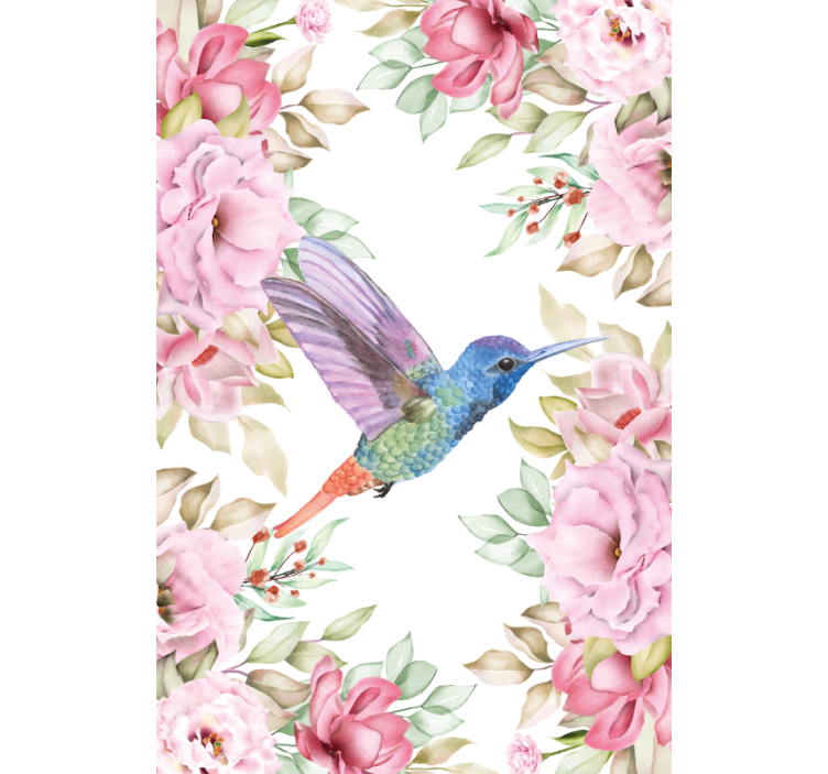 Store enrouleur fleurs et plantes colibri parmi les roses - TenStickers
