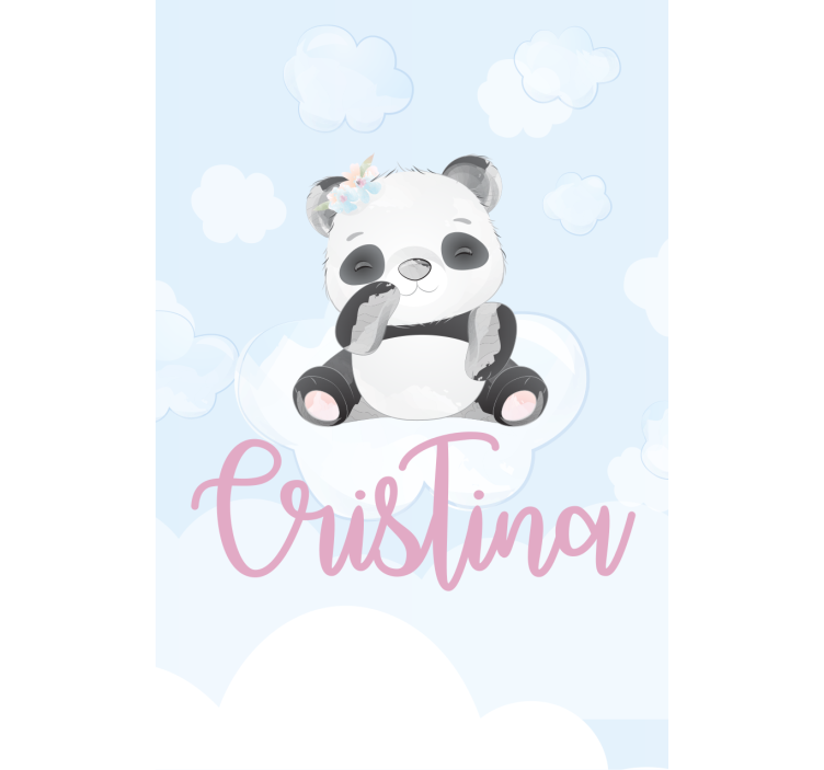 Store enrouleur chambre enfant bébé panda assis avec son nom - TenStickers