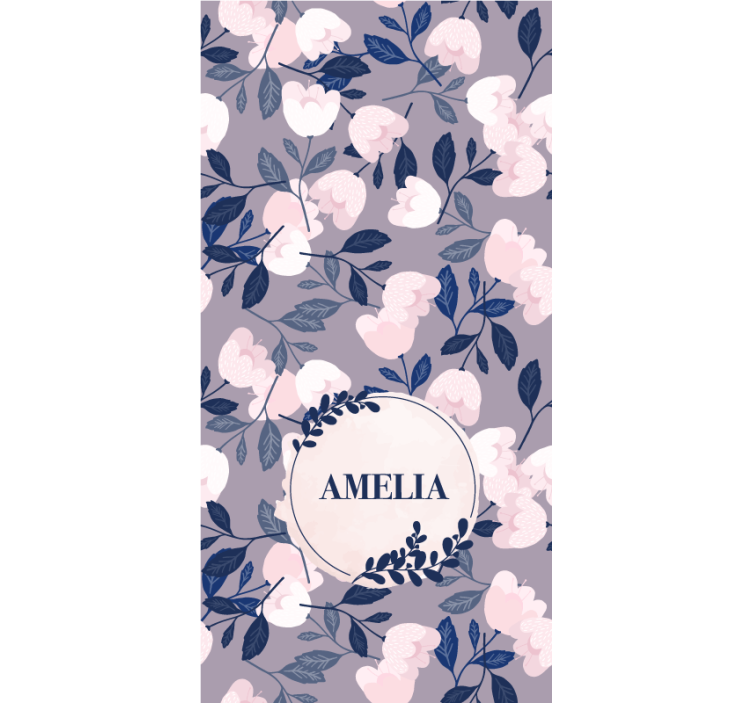 Store enrouleur chambre ado motif floral violet avec nom - TenStickers