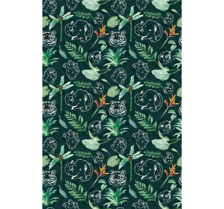 Store enrouleur animaux croquis animalier floral - TenStickers