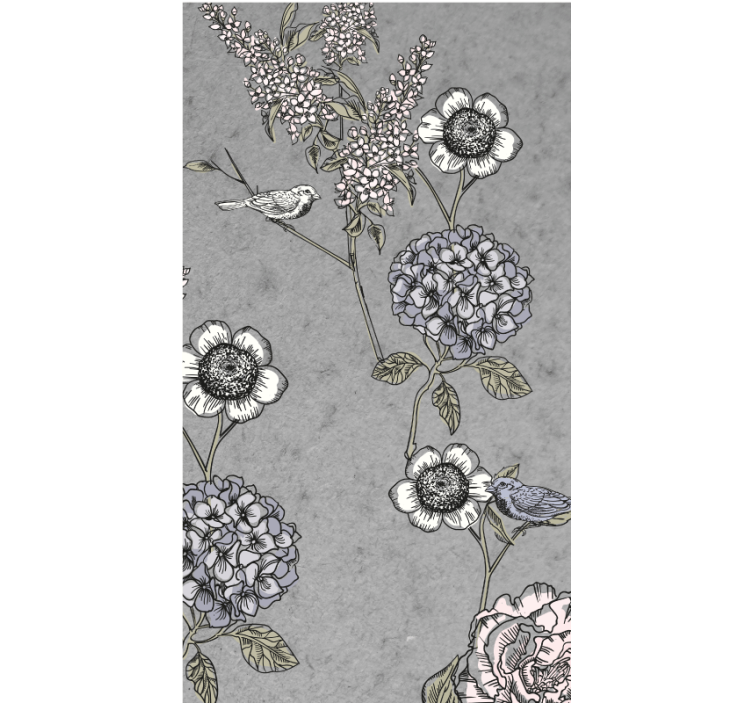 Store enrouleur fleurs et plantes motif doux gris - TenStickers