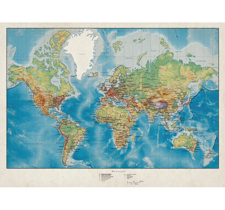 Store enrouleur carte du monde Mercator - TenStickers