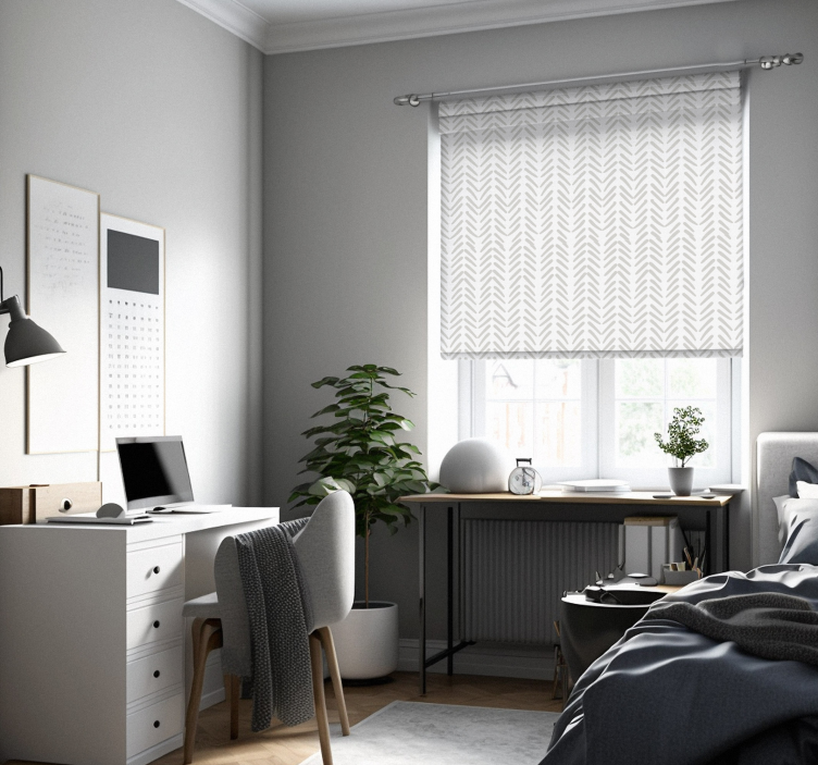 Store enrouleur salon lignes abstraites grises en zigzag - TenStickers