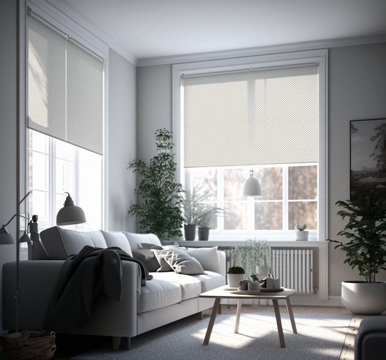 Store enrouleur cuisine rustiques lignes grises zigzags - TenStickers