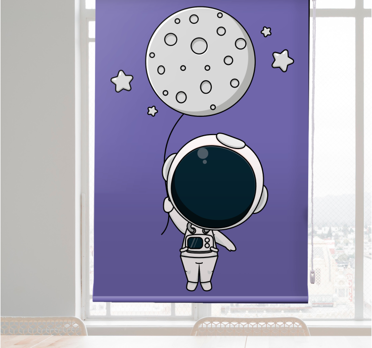 Store enrouleur amusant astronaute tenant la lune - TenStickers