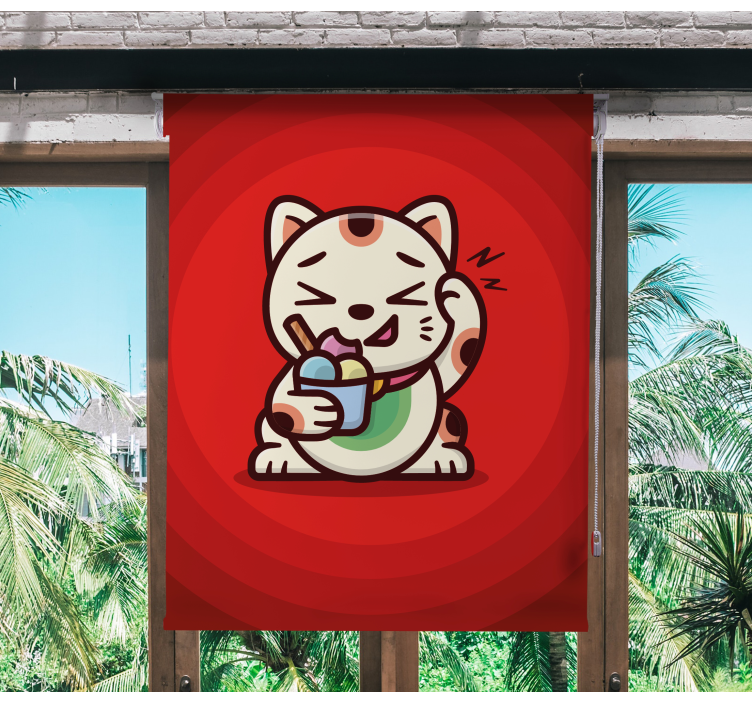 Store enrouleur amusant chat appréciant les friandises - TenStickers