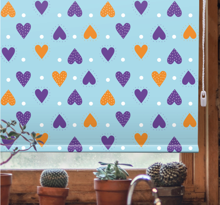 Store enrouleur romantique motif coeur bleu - TenStickers