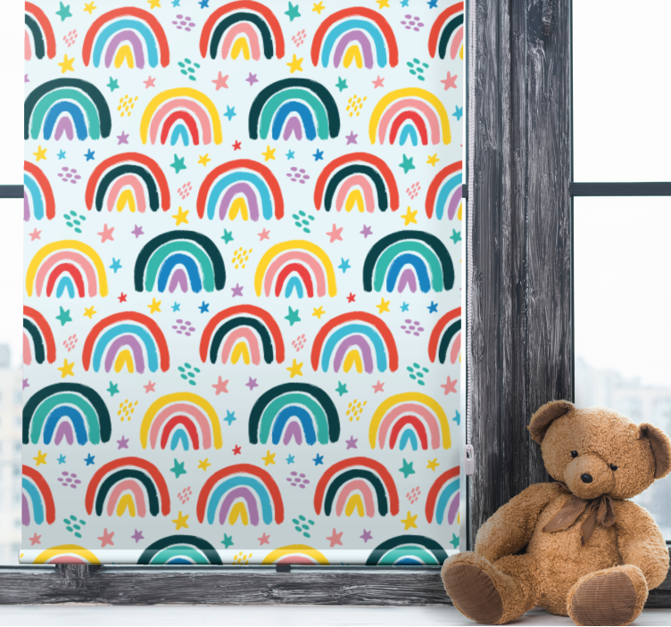Store enrouleur chambre enfant motifs arc-en-ciel bleu - TenStickers