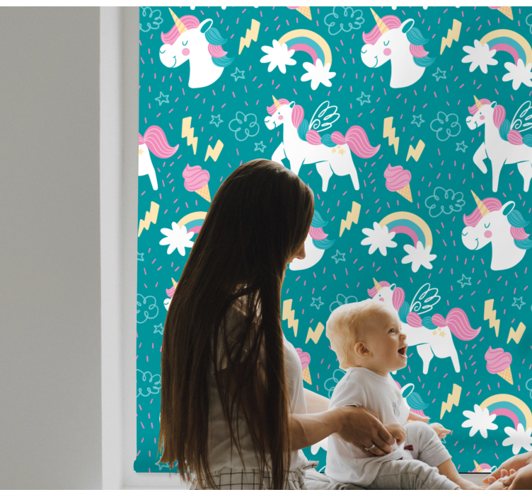 Store enrouleur chambre enfant motif licorne bleu - TenStickers