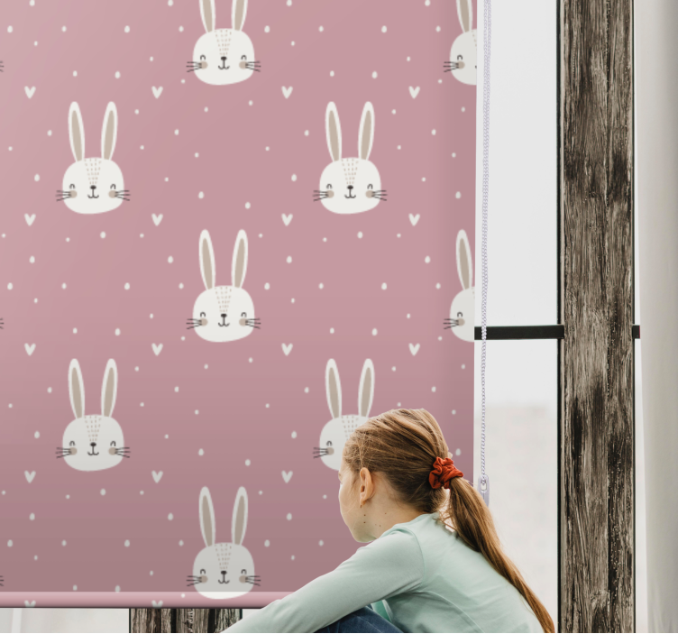 Store enrouleur chambre enfant visages de bébé lapin - TenStickers