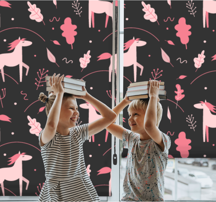 Store enrouleur chambre enfant de douces licornes roses - TenStickers